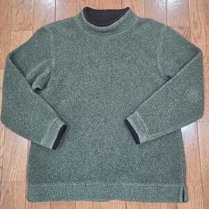 Vintage L.L. Bean Women's Dark Green Teddy Fleece Mockneck Sweater